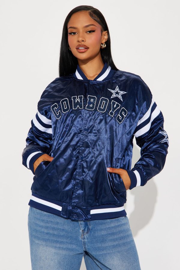 Dallas Cowboys Quilted Bomber Jacket - Navy - Image 3