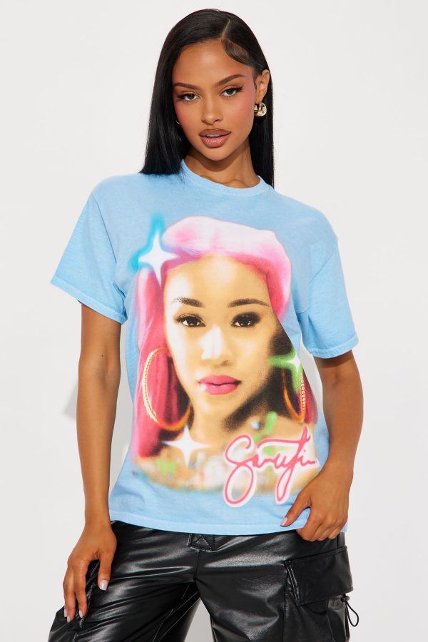 Saweetie NANI Graphic Tee - Light Blue
