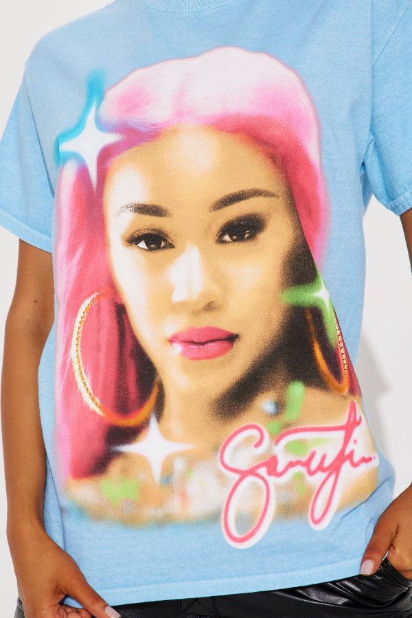 Saweetie NANI Graphic Tee - Light Blue - Image 3
