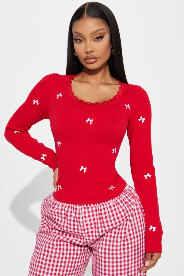 Sweet Moments Seamless Bow Top - Red