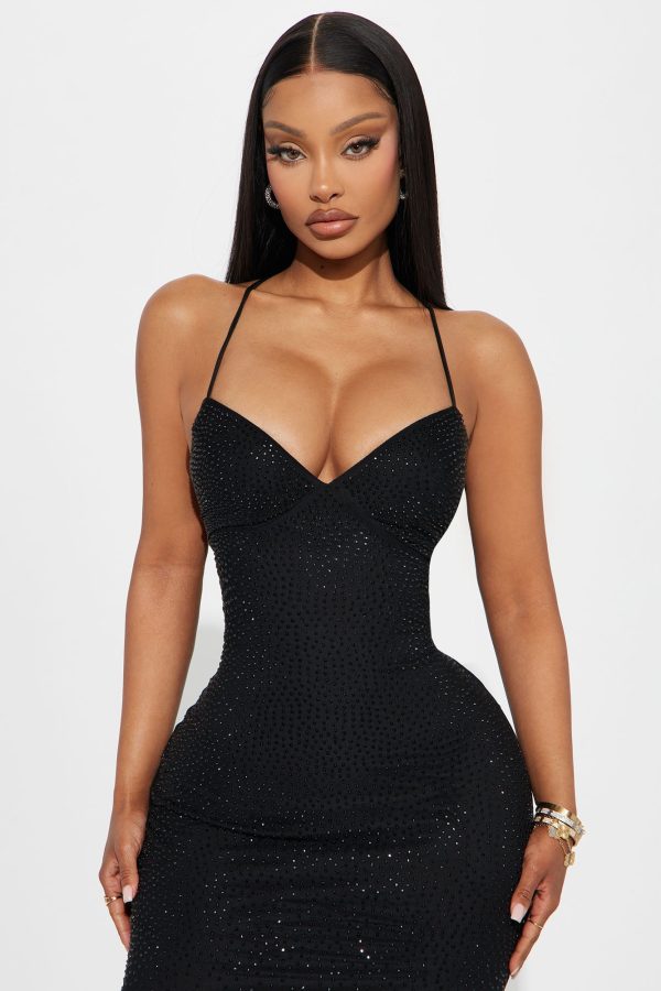 Stacy Rhinestone Maxi Dress - Black - Image 2