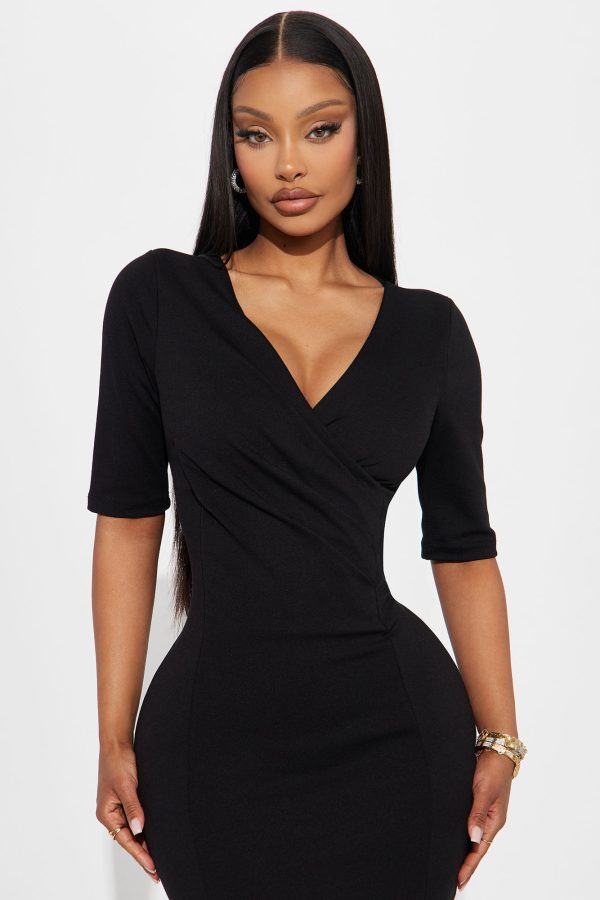 Josie Ponte Midi Dress - Black - Image 2
