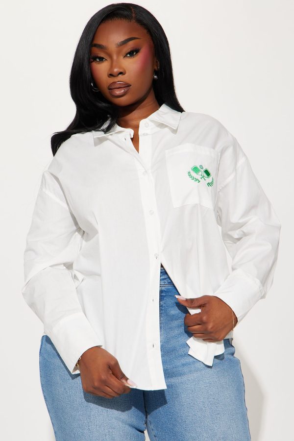 Pickleball League Poplin Shirt - White