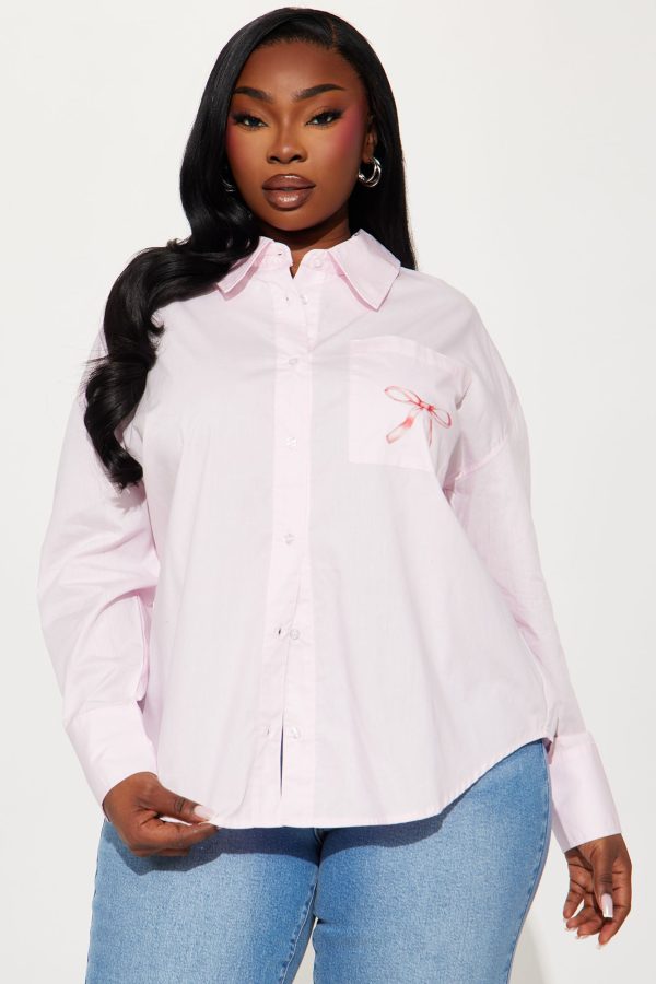 Bow Fever Poplin Shirt - Pink