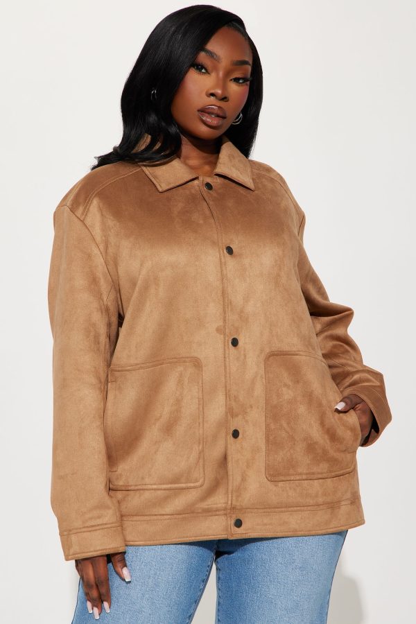 The Brielle Faux Suede Jacket - Mocha - Image 3