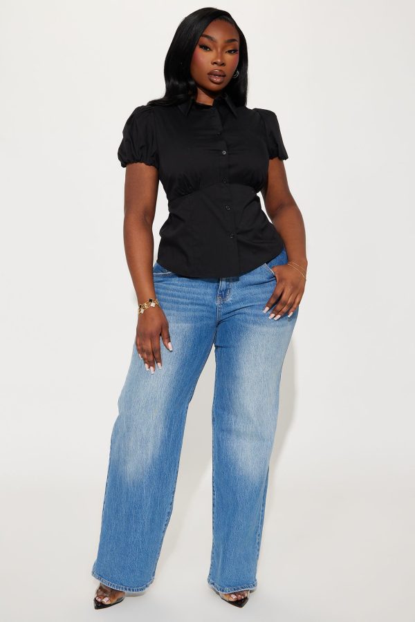 Give Me Your Attention Poplin Shirt - Black - Image 2