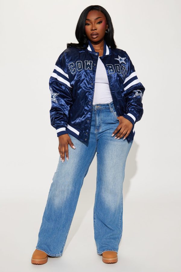 Dallas Cowboys Quilted Bomber Jacket - Navy - Image 7