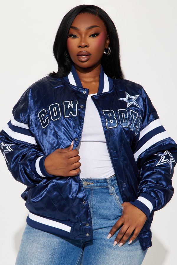 Dallas Cowboys Quilted Bomber Jacket - Navy - Image 6