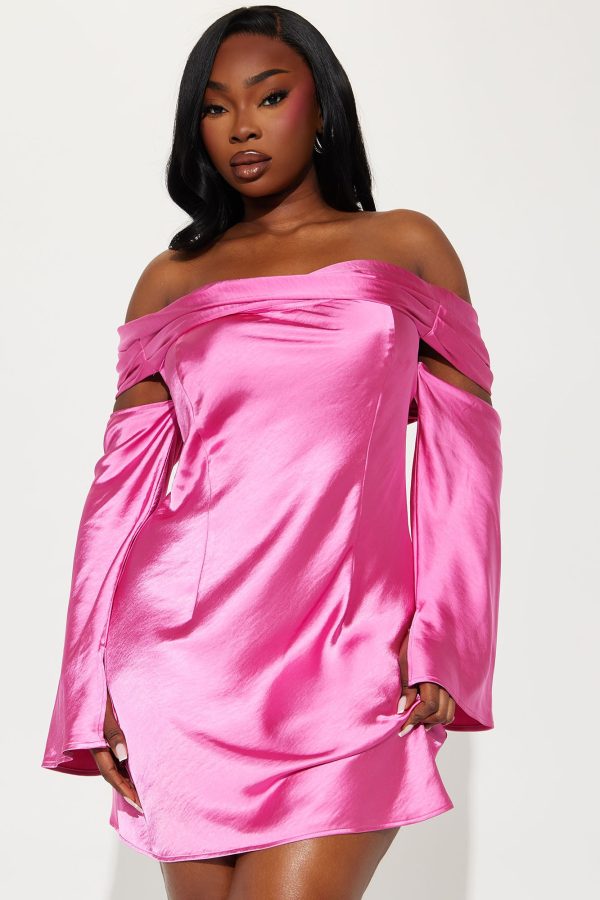 Amandine Satin Mini Dress - Hot Pink