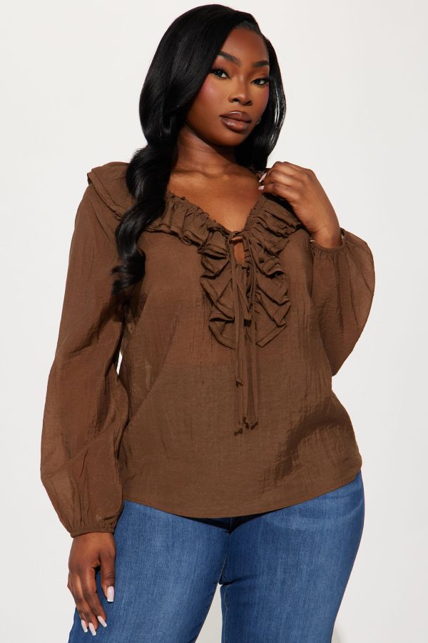 Koraline Ruffle Top - Brown