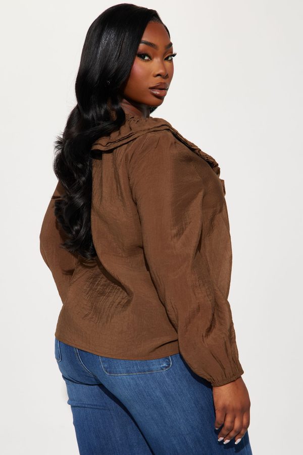 Koraline Ruffle Top - Brown - Image 3