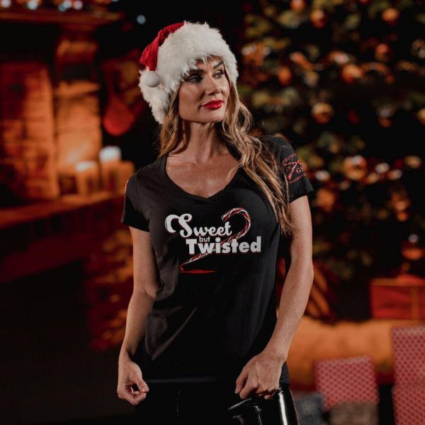 Women's Sweet but Twisted V-Neck Tee - Black - Image 4