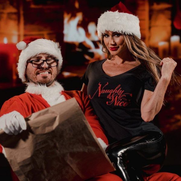 Women's Naughty and Nice V-Neck - Black - Image 4