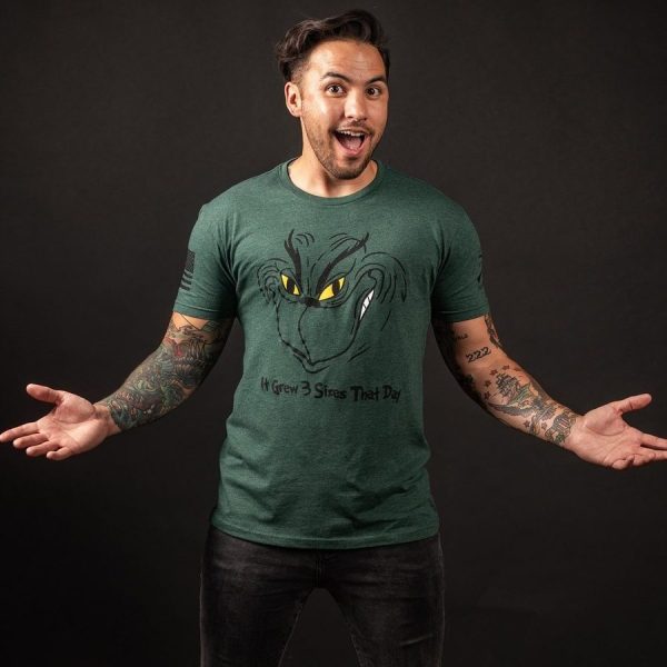 Grinch Grows T-Shirt - Heather Forest Green - Image 5
