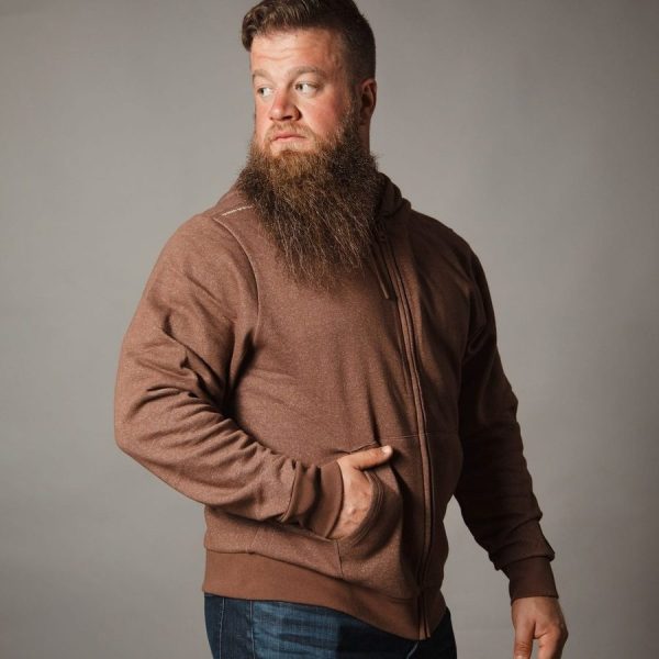 Elite Full-Zip Hoodie - Heather Brown - Image 4
