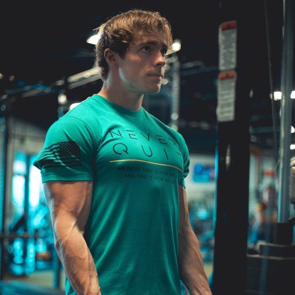Never Quit T-Shirt - Heather Aqua - Image 5