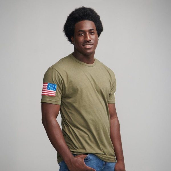 USA Flag Basic T-Shirt - Military Green - Image 2