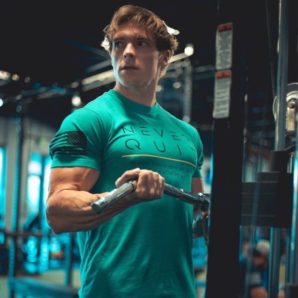 Never Quit T-Shirt - Heather Aqua - Image 6