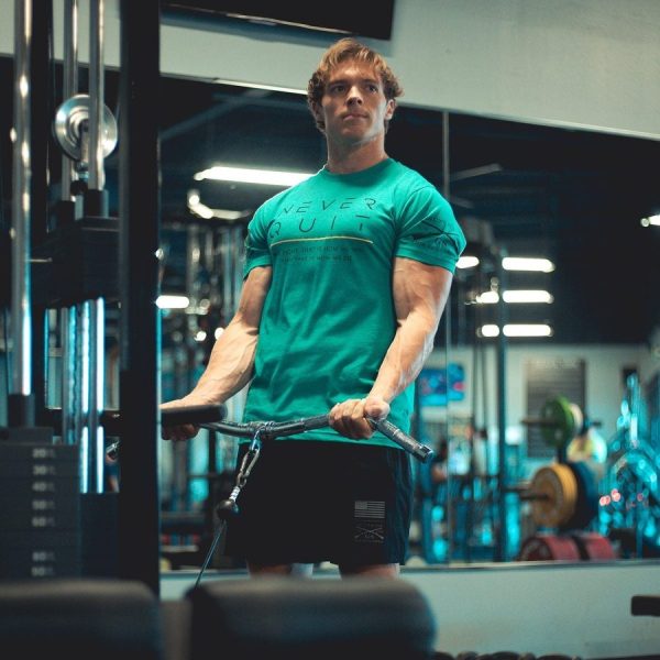 Never Quit T-Shirt - Heather Aqua - Image 7