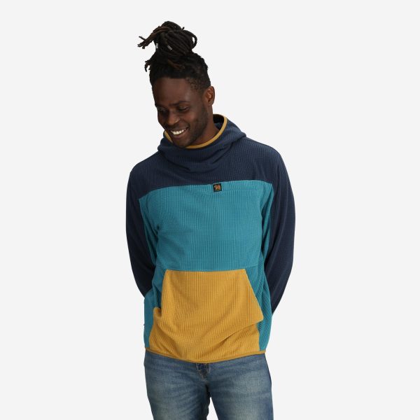 Unisex Verve Grid Fleece Hoodie in Lake - Image 2