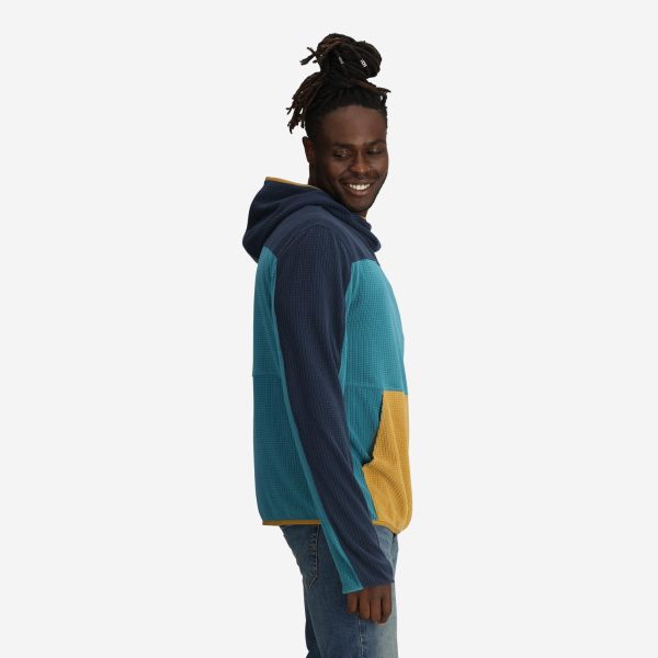Unisex Verve Grid Fleece Hoodie in Lake - Image 3