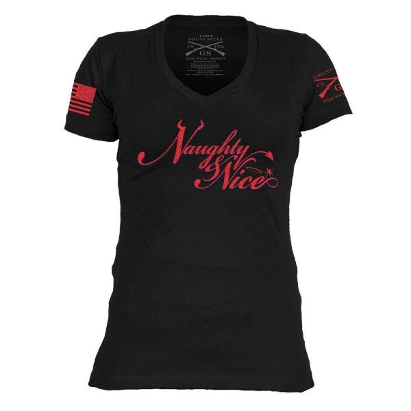 Women's Naughty and Nice V-Neck - Black - Image 2
