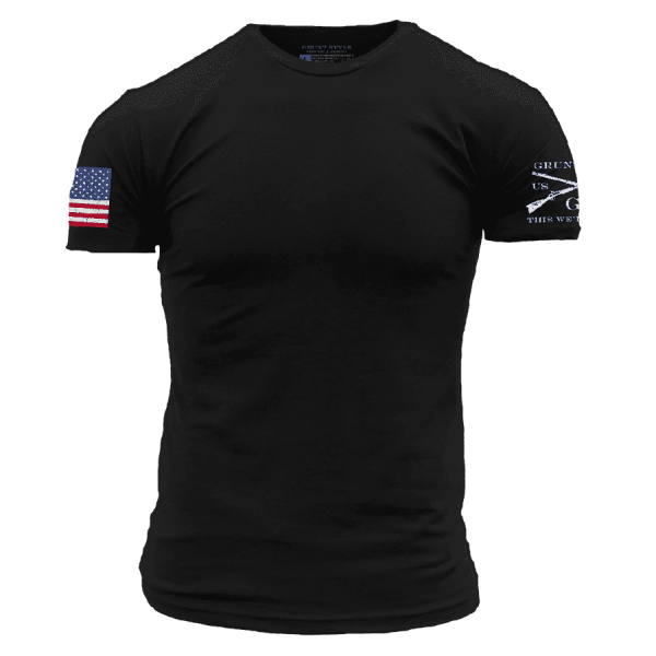 USA Flag Basic T-Shirt - Black