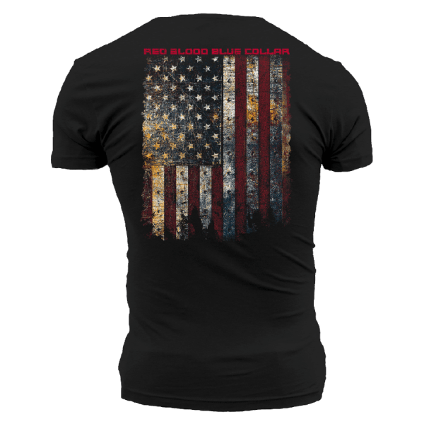 Red Blood Blue Collar T-Shirt - Black - Image 3