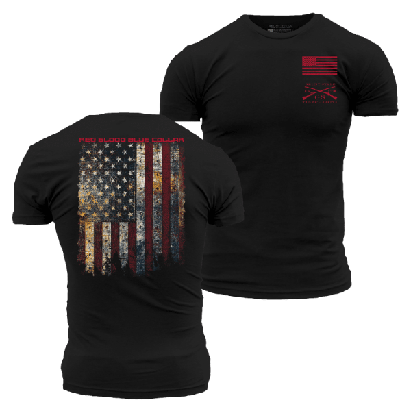 Red Blood Blue Collar T-Shirt - Black
