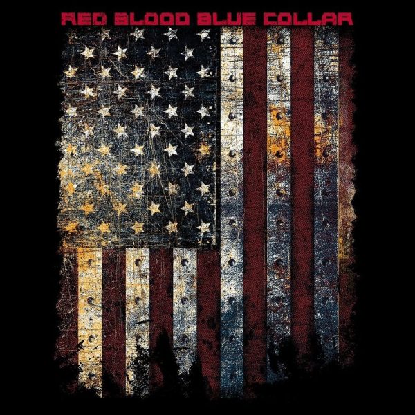 Red Blood Blue Collar T-Shirt - Black - Image 2