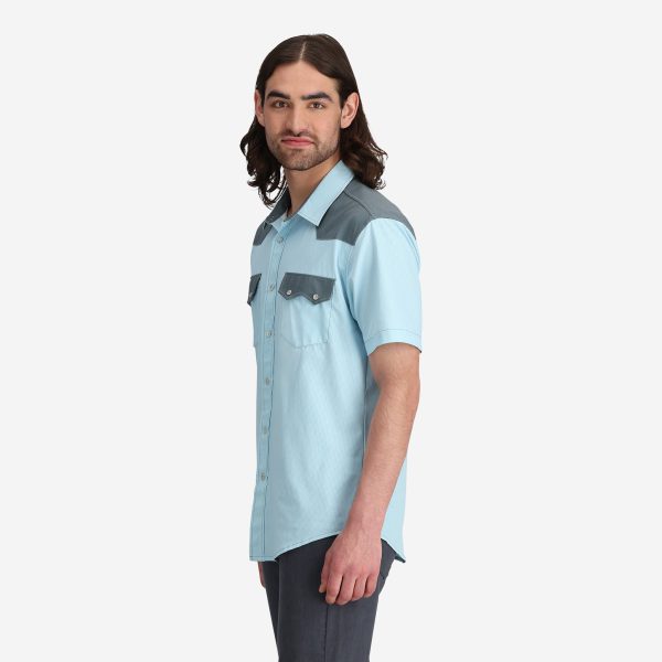 Men's Western Blue Tech Shirt - Image 3
