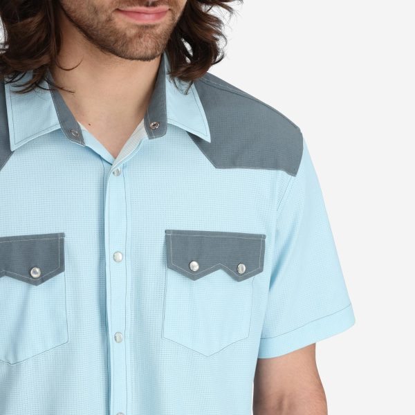Men's Western Blue Tech Shirt - Image 5