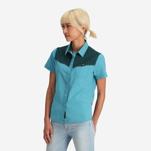 Women's Western Blue Tech Shirt - Image 3