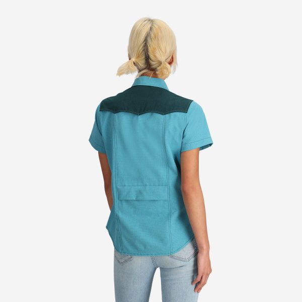 Women's Western Blue Tech Shirt - Image 4