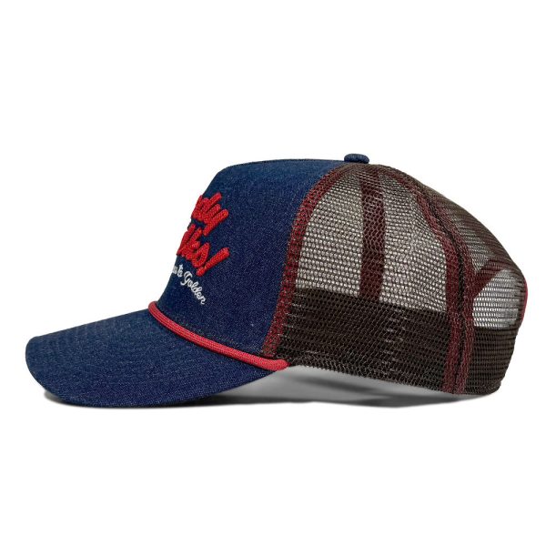 Howdy Golden Denim Trucker Hat - Image 3