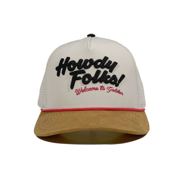 Kids' Howdy Golden Tech Trucker Hat in Cream - Image 2