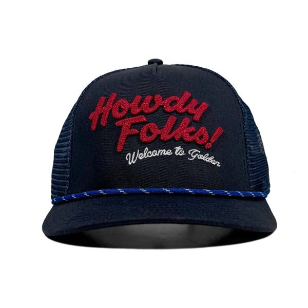 Howdy Golden Navy Trucker Hat - Image 2